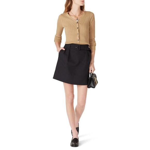 Club Monaco Dark Grey Knit Mini Skirt A-Line Belted Pockets Office Workwear 4 - Picture 1 of 11